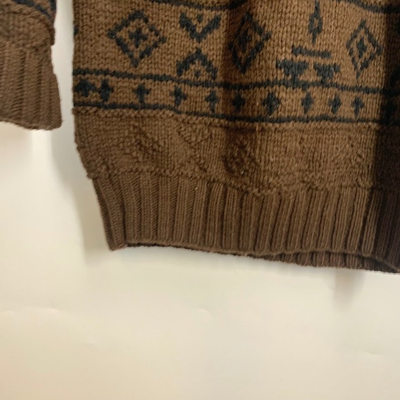 Gap Vintage Wool Brown Fair Isle Chunky Knit Turtleneck Sweater Pullover Size S - Picture 8 of 13